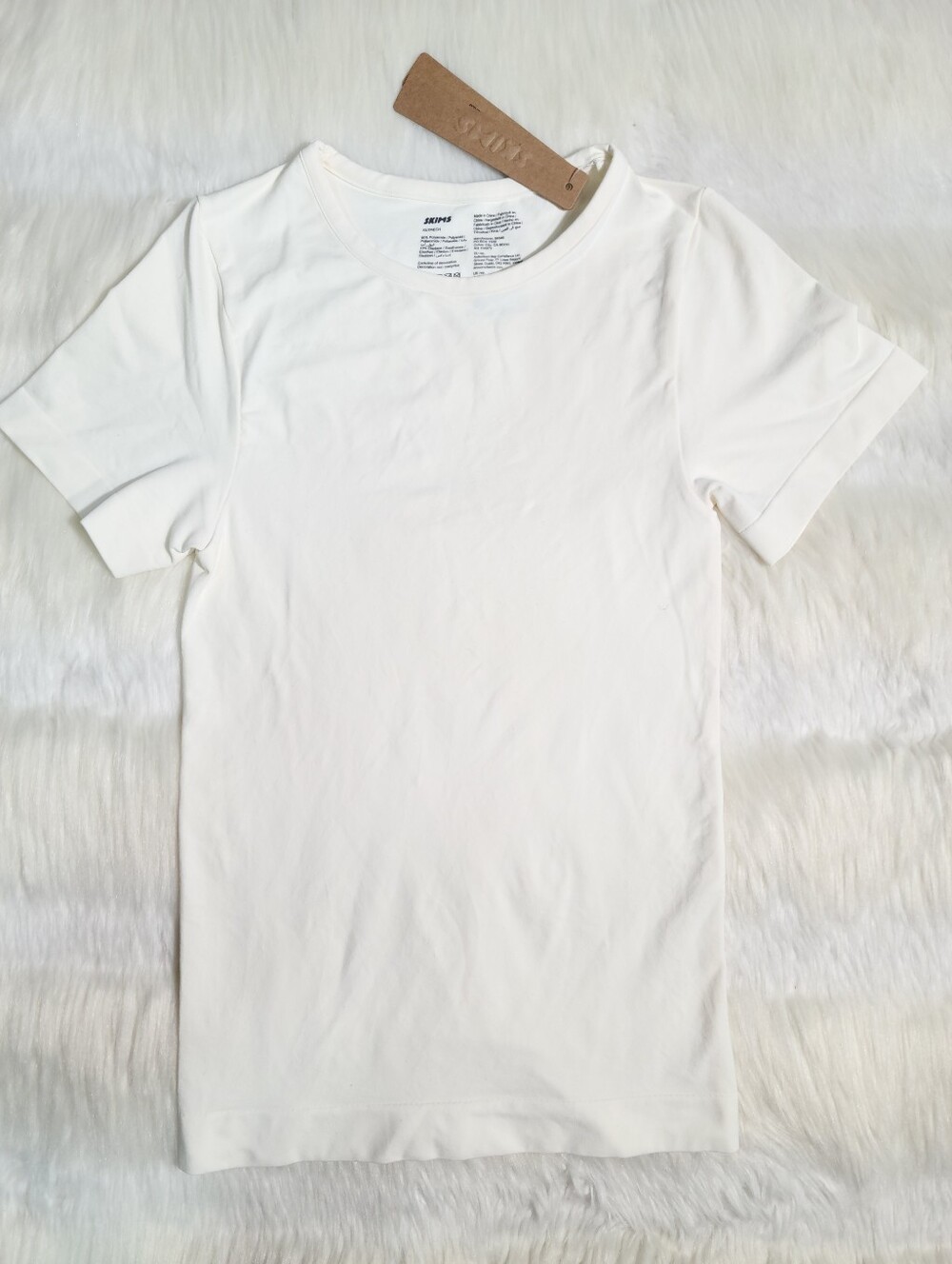 SKIMS Soft Smoothing Seamless T-shirt White Marble Women XS NEW